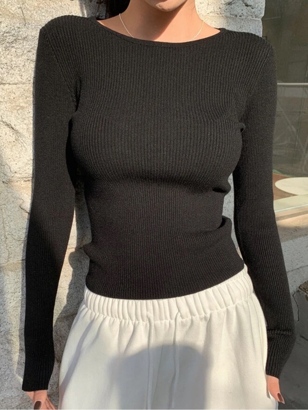 Black Ribbed Longsleeve